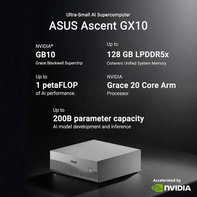 Alt view image 4 of 7 - ASUS Ascent GX10 Bundle: 2x 1TB AI PCs + Ascent GX10 (1.3ft) DGX Stacking Cable