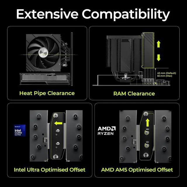 Alt view image 6 of 7 - TRYX TURRIS T620 CPU Air Cooler 5.0" IPS Customizable Screen (Black)