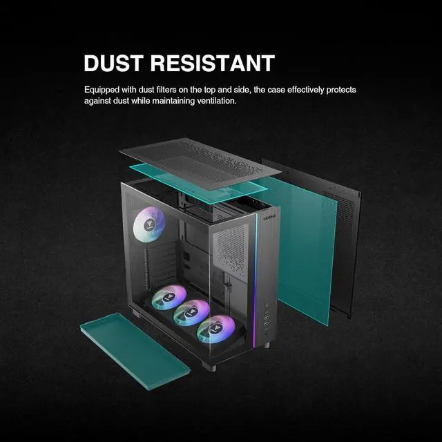 Alt view image 2 of 7 - Gamdias PC Case ATX Micro ATX Mini ITX ARGB Fans Tempered Glass (Black) ATLAS M4