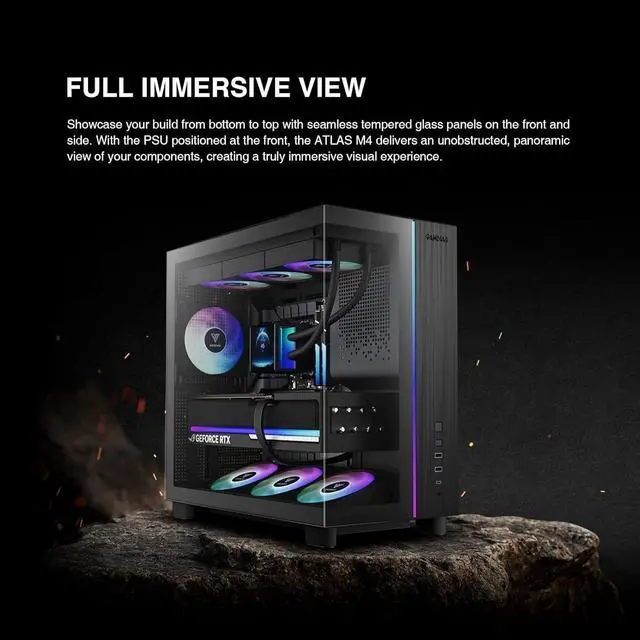 Alt view image 5 of 7 - Gamdias PC Case ATX Micro ATX Mini ITX ARGB Fans Tempered Glass (Black) ATLAS M4