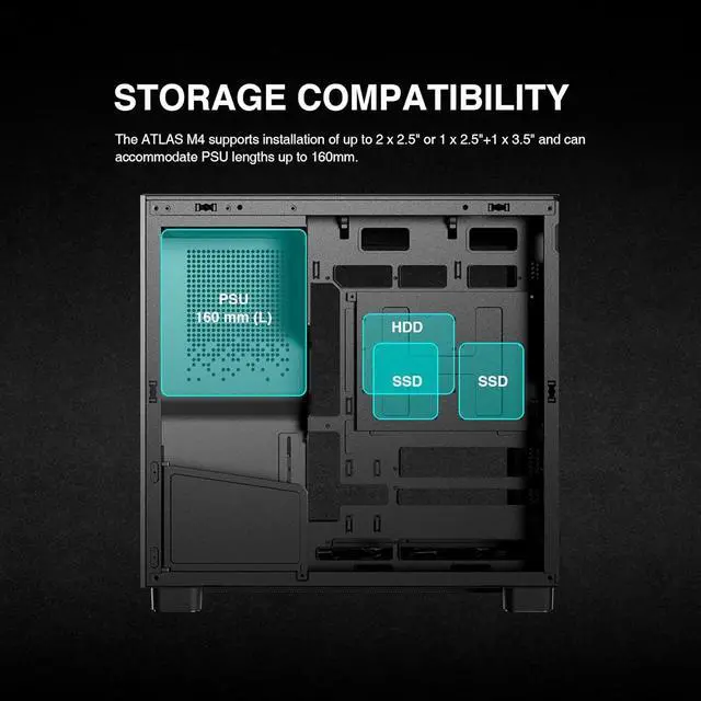 Alt view image 6 of 7 - Gamdias PC Case ATX Micro ATX Mini ITX ARGB Fans Tempered Glass (Black) ATLAS M4
