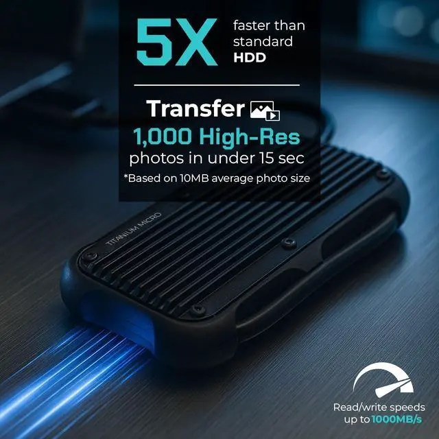 Alt view image 6 of 7 - Titanium Micro Mercury 2TB External SSD Up to 1000MB/S NVMe USB 3.2 Type C