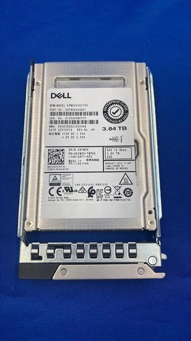 Alt view image 2 of 3 - (NOT FOR HOME PC!) 91W3V 091W3V Dell 3.84TB 12Gbps SAS Mixed Use 2.5'' 512e SSD KPM5XVUG3T84