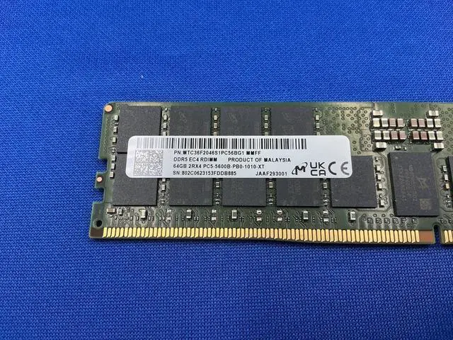Alt view image 3 of 6 - MICRON MTC36F2046S1PC56BG1 64GB 2Rx4 PC5-5600B DDR5 EC4 RDIMM Memory