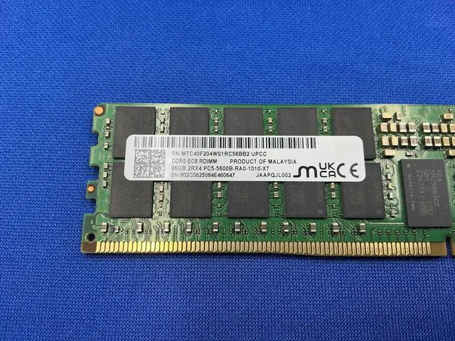 Alt view image 3 of 6 - MTC40F204WS1RC56BB2 MICRON 96G (1X96GB) 2RX4 PC5-5600B RDIMM MEMORY