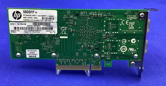 Alt view image 2 of 2 - HP C3N52AA X520 10GbE DUAL PORT ADAPTER CARD