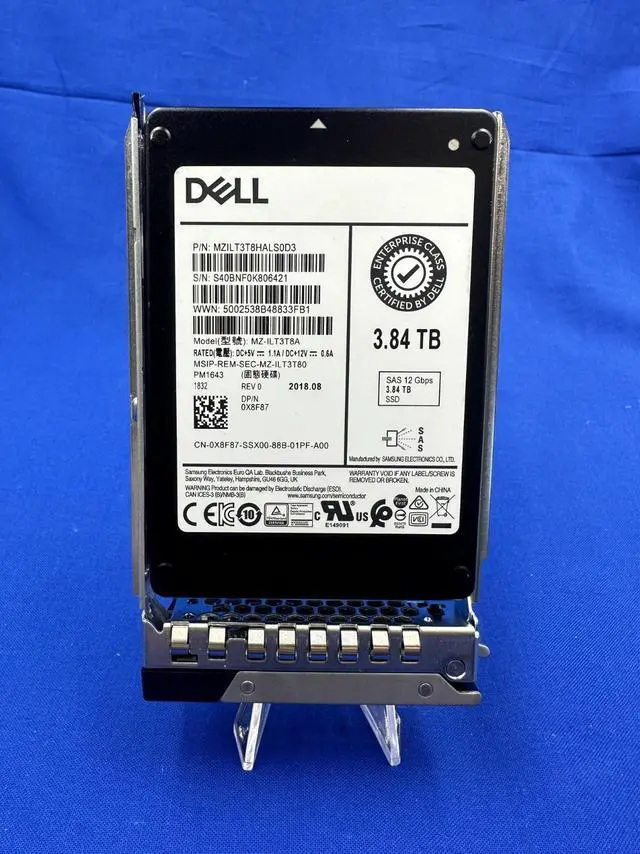 Main image of (NOT FOR HOME PC!) X8F87 Dell 3.84TB SAS 12Gbps 2.5 PM1643 SSD with low life time writes MZ-ILT3T8A