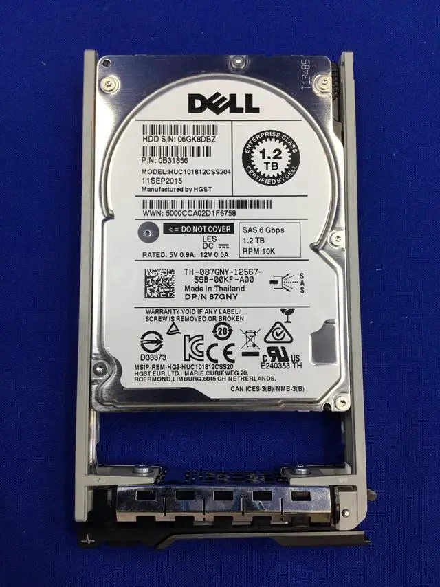 Main image of (NOT FOR HOME PC!) 087GNY Dell Enterprise 1.2TB 10K SAS 6Gbps 2.5'' HDD 87GNY HUC101812CSS204