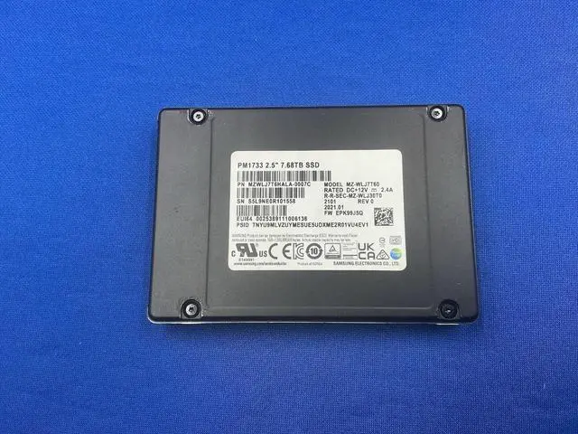 Main image of MZ-WLJ7T60 SAMSUNG PM1733 7.68TB NVME 2.5" U.2 PCIE4.0 SSD MZWLJ7T6HALA
