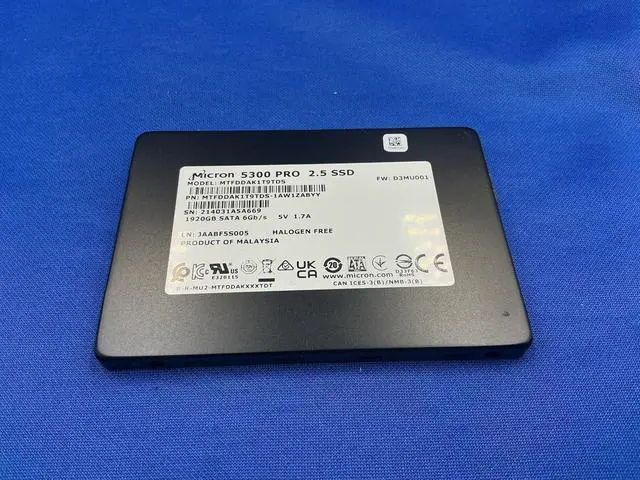 Main image of MTFDDAK1T9TDS Micron 5300 PRO 1.92TB 2.5" SATA SSD MTFDDAK1T9TDS-1AW1ZABYY