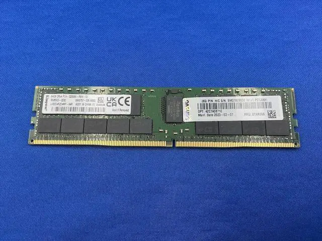 Alt view image 2 of 6 - 01KR356 LENOVO 64GB 2RX4 PC4-3200AA SERVER MEMORY 4ZC7A08710 LV32D4R2D4MF-64R