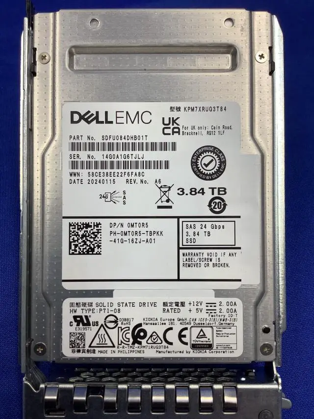 Alt view image 2 of 6 - (NOT FOR HOME PC!) MT0R5 DELL 3.84TB SAS 24Gb/s Read Intensive 2.5" SSD 0MT0R5 KPM7XRUG3T84