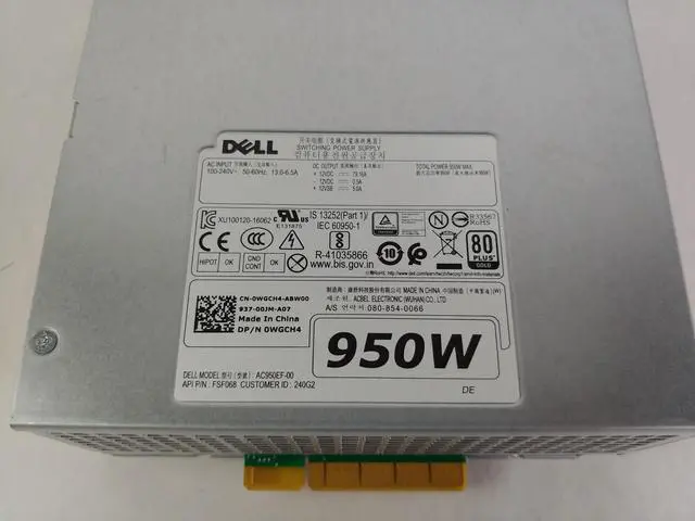 Alt view image 2 of 6 - Dell Precision T5920 950 W Hot Swap 1U Desktop Power Supply WGCH4