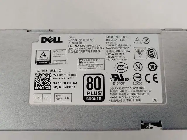 Alt view image 2 of 6 - Lot of 2 Dell OptiPlex 3040 SFF 8 Pin 180W Desktop Power Supply 9XD51