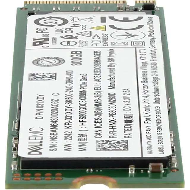Alt view image 4 of 7 - 31XDY Dell 800GB NVMe Gen3 MU TLC 2280 M.2 SSD PE8030