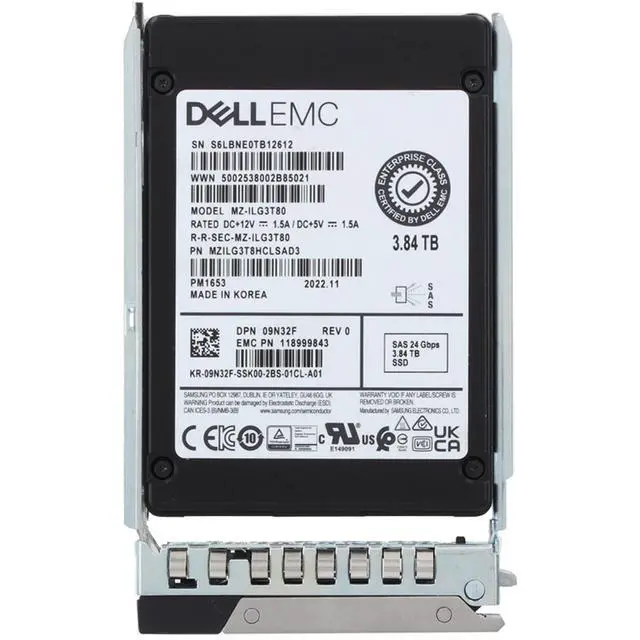Alt view image 5 of 5 - (NOT FOR HOME PC!) 9N32F-CD1 Dell 3.84TB 24Gbps SAS RI TLC 2.5 SSD PM1653