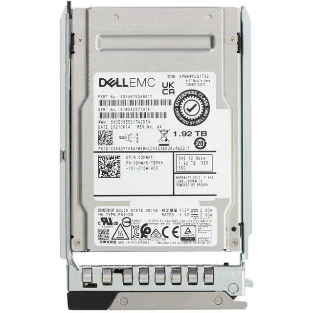 Alt view image 5 of 5 - (NOT FOR HOME PC!) DHWH5-CP1 Dell 1.92TB 12/24Gbps SAS MU TLC SED FIPS 2.5 SSD KPM6WVUG1T92 CPO