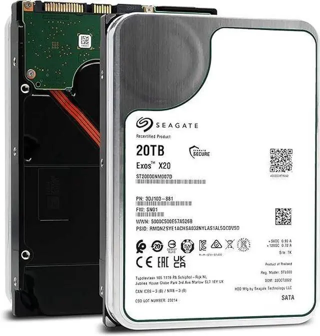 Main image of Seagate Exos X20 20TB 7.2K SATA 256MB 3.5" Server Hard Drive HDD ST20000NM007D