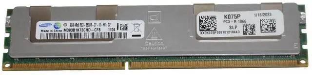 Main image of Samsung M393B1K73CHD-CF8 8GB DDR3-1066 PC3-8500R 4Rx8 RDIMM Memory Module K075P