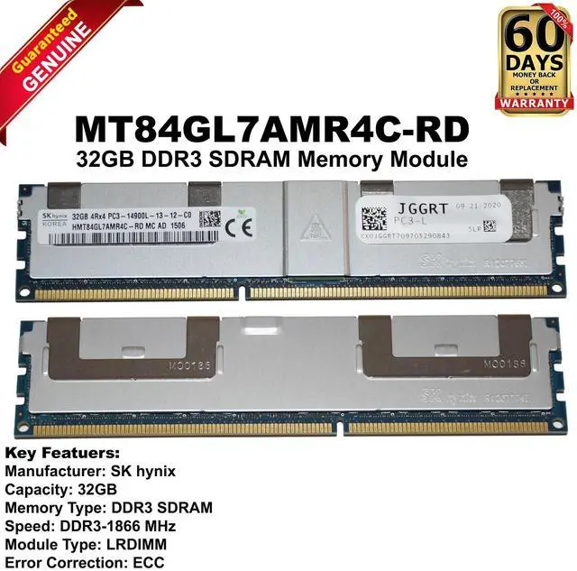 Main image of SK Hynix 32GB 1866MHz DDR3 4Rx4 Load Reduced DIMM Server Memory HMT84GL7AMR4C-RD