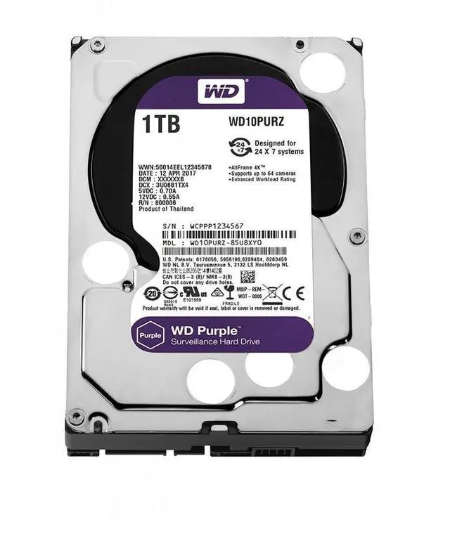 Main image of WD Purple Surveillance 1TB SATA 6G 5.4K 64MB 3.5-inch Hard Drive HDD WD10PURZ