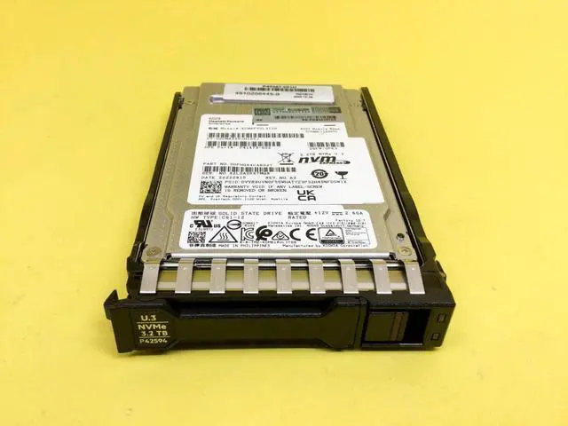 Alt view image 2 of 3 - P41405-B21 HPE 3.2TB NVME GEN4 MIXED USE SFF BC SED FIPS U.3 CM6 SSD P42594-001