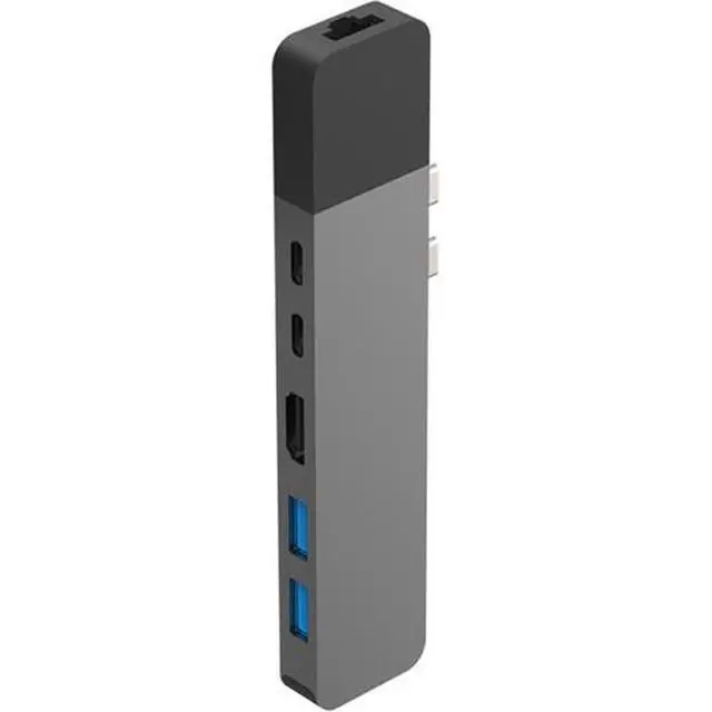 Alt view image 5 of 7 - HyperDrive NET 6-in-2 Space Gray USB-C HDMI RJ45 Hub for MacBook Pro GN28N-GRAY