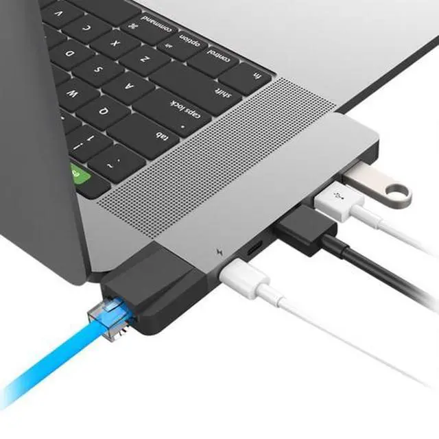 Alt view image 6 of 7 - HyperDrive NET 6-in-2 Space Gray USB-C HDMI RJ45 Hub for MacBook Pro GN28N-GRAY