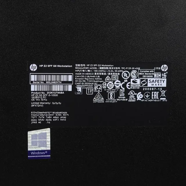 Alt view image 6 of 7 - HP Z2 G5 SFF Workstation Desktop i5-10500 3.10GHz 16GB 512GB Win 11 Pro 1 Yr Wty