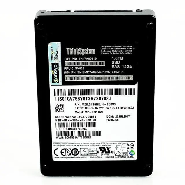 Alt view image 2 of 6 - (NOT FOR HOME PC!) Lenovo ThinkSystem 1.6TB 2.5" 12Gbp SAS SSD Solid State Drive 7N47A00119 01GV823