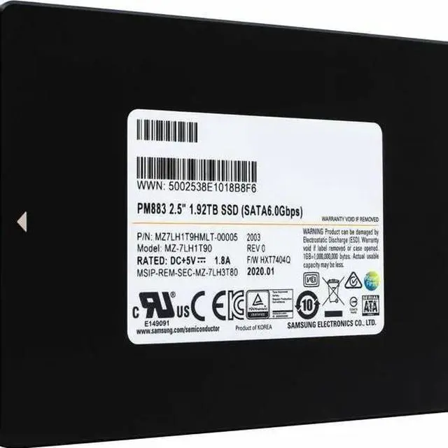 Main image of Samsung PM883 1.92TB MZ-7LH1T90 Enterprise 2.5" SATA III SSD MZ7LH1T9HMLT-00005