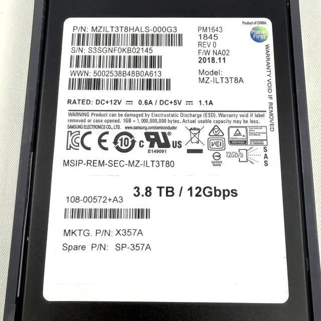 Alt view image 3 of 7 - (NOT FOR HOME PC!) Samsung 3.8TB 2.5" 12Gb/s Server SAS Solid State Drive & Caddy MZ-ILT3T8A X357A