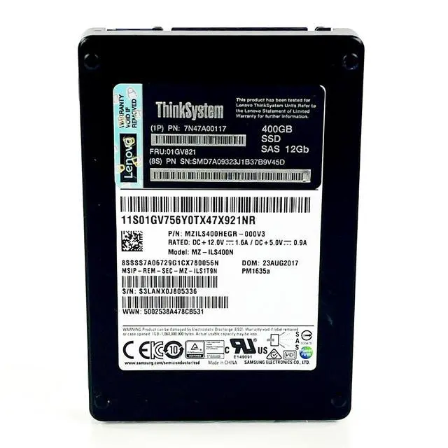 Alt view image 2 of 5 - (NOT FOR HOME PC!) Lenovo ThinkSystem 400GB 2.5" 12Gbp SAS SSD Solid State Drive 7N47A00117 01GV821