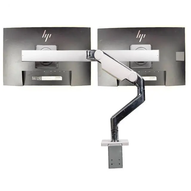 Alt view image 3 of 7 - Dual HP EliteDisplay E243i 24" Widescreen Monitor & Adjustable Humanscale Stand