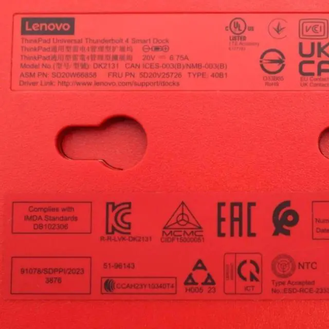 Alt view image 7 of 7 - Lenovo 40B1 ThinkPad Universal Thunderbolt 4 Smart Dock 5D20V25726 w/ AC Adapter