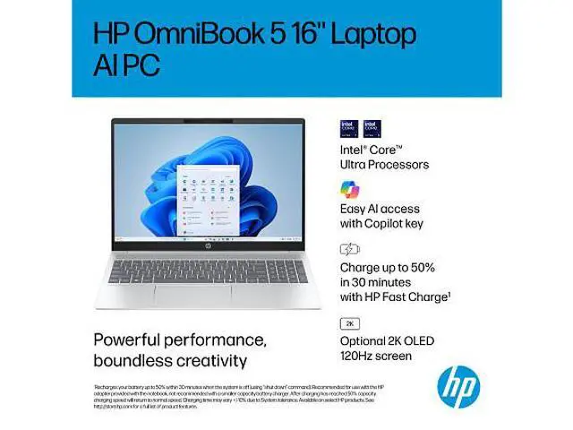 Alt view image 7 of 7 - HP OmniBook 5 Laptop Computer 16" 2K Touch Screen Intel Core Ultra 7 16 GB