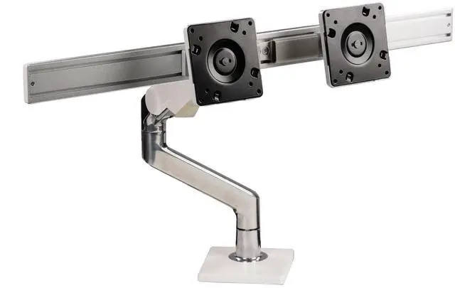 Main image of Humanscale M8.1 Adjustable Dual Monitor Arm with Crossbar Clamp Mount M81CMWB2B