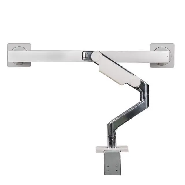 Alt view image 2 of 7 - Humanscale M8.1 Adjustable Dual Monitor Arm with Crossbar Clamp Mount M81CMWB2B