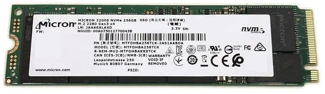 Main image of Assorted Micron 256GB 2280 PCIe NVMe Laptop Desktop SSD Solid State Drive