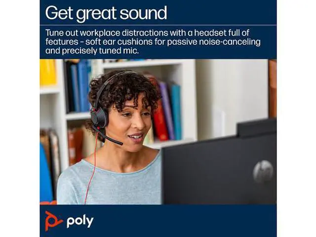 Alt view image 7 of 7 - Poly Blackwire 5210 Monaural USB-C Headset +3.5mm Plug +USB-C/A Adapter