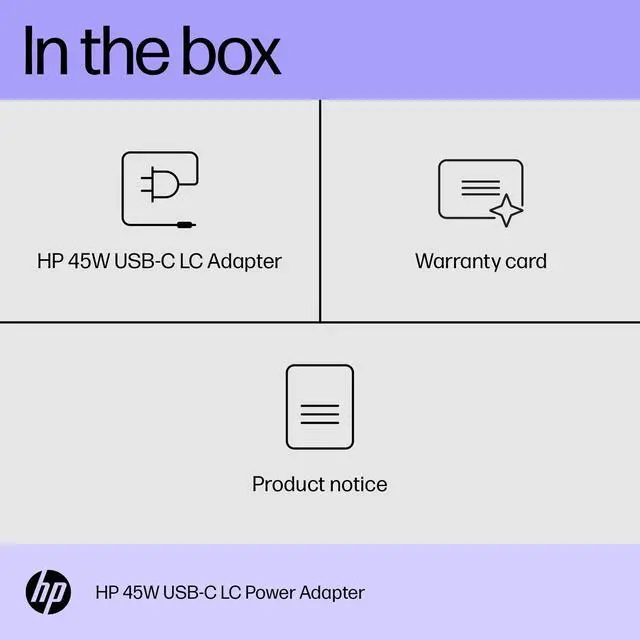 Alt view image 2 of 4 - HP 45W USB-C LC Power Adapter | Compatibility: HP Chromebook PCs with USB-C port