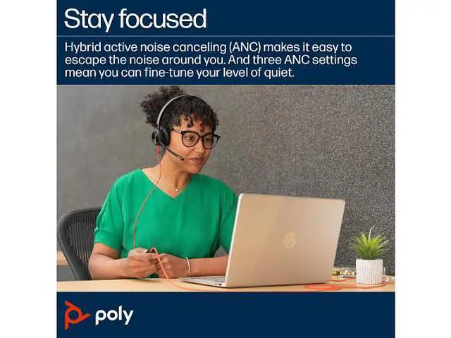 Alt view image 5 of 7 - Poly Blackwire 8225 Stereo Microsoft Teams Certified USB-C Headset +USB-C/A