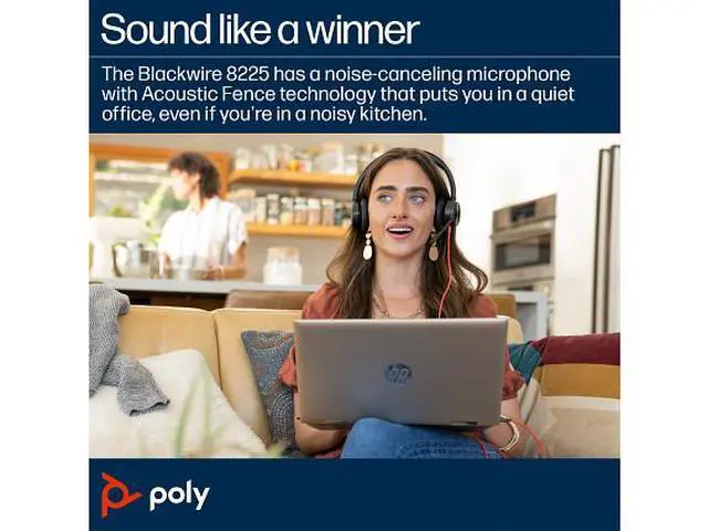 Alt view image 4 of 7 - Poly Blackwire 8225 Stereo Microsoft Teams Certified USB-C Headset +USB-C/A