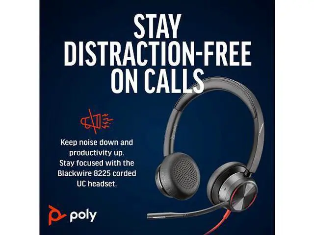 Alt view image 7 of 7 - Poly Blackwire 8225 Stereo Microsoft Teams Certified USB-C Headset +USB-C/A