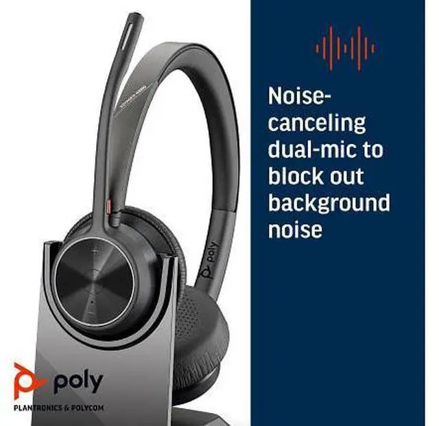 Alt view image 7 of 7 - Poly Voyager 4320 UC Stereo USB-A Headset +BT700 USB-A Adapter +Charging Stand