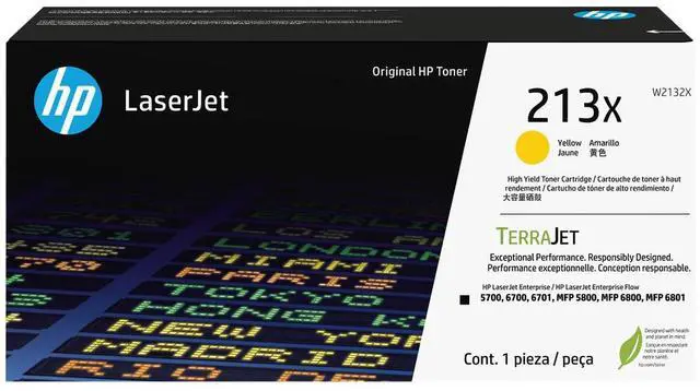 Main image of HP 213X High Yield Yellow Original LaserJet Toner Cartridge, ~6,000 pages,