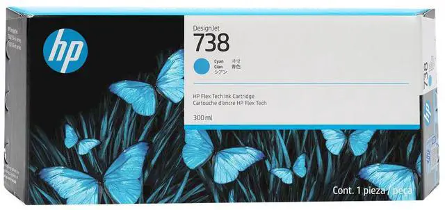 Main image of HP 738 300-ml Cyan DesignJet Ink Cartridge, 676M6A