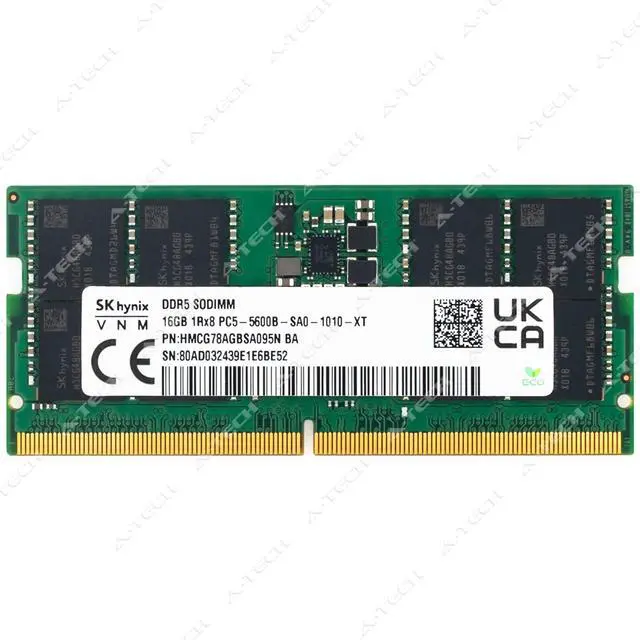 Main image of Hynix 16GB DDR5 5600 MHz PC5-44800 1Rx8 SODIMM Laptop Memory RAM HMCG78AGBSA095N