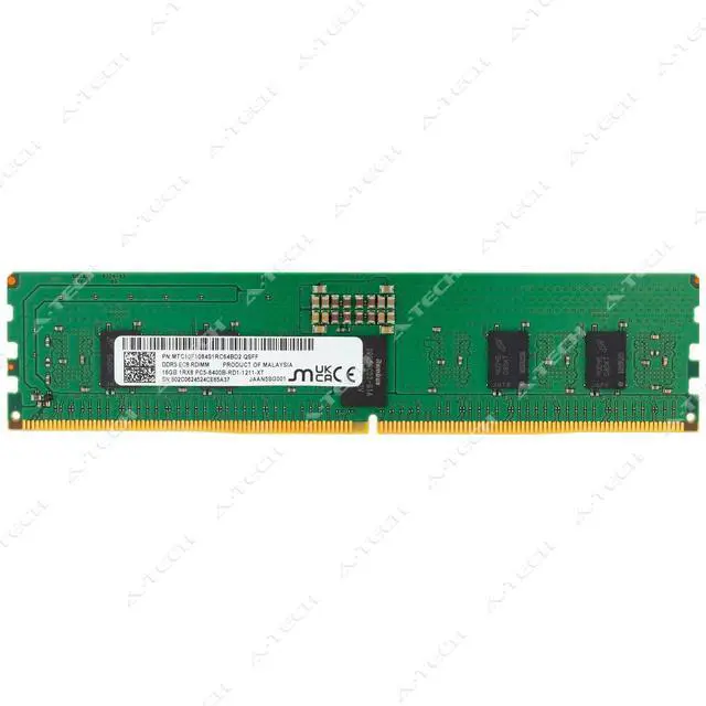 Main image of Micron 16GB DDR5-6400 PC5-51200 EC8 RDIMM Server Memory RAM MTC10F1084S1RC64BD2