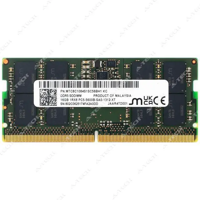 Main image of Micron 16GB DDR5-5600 PC5-44800 1Rx8 SODIMM Laptop Memory RAM MTC8C1084S1SC56BH1